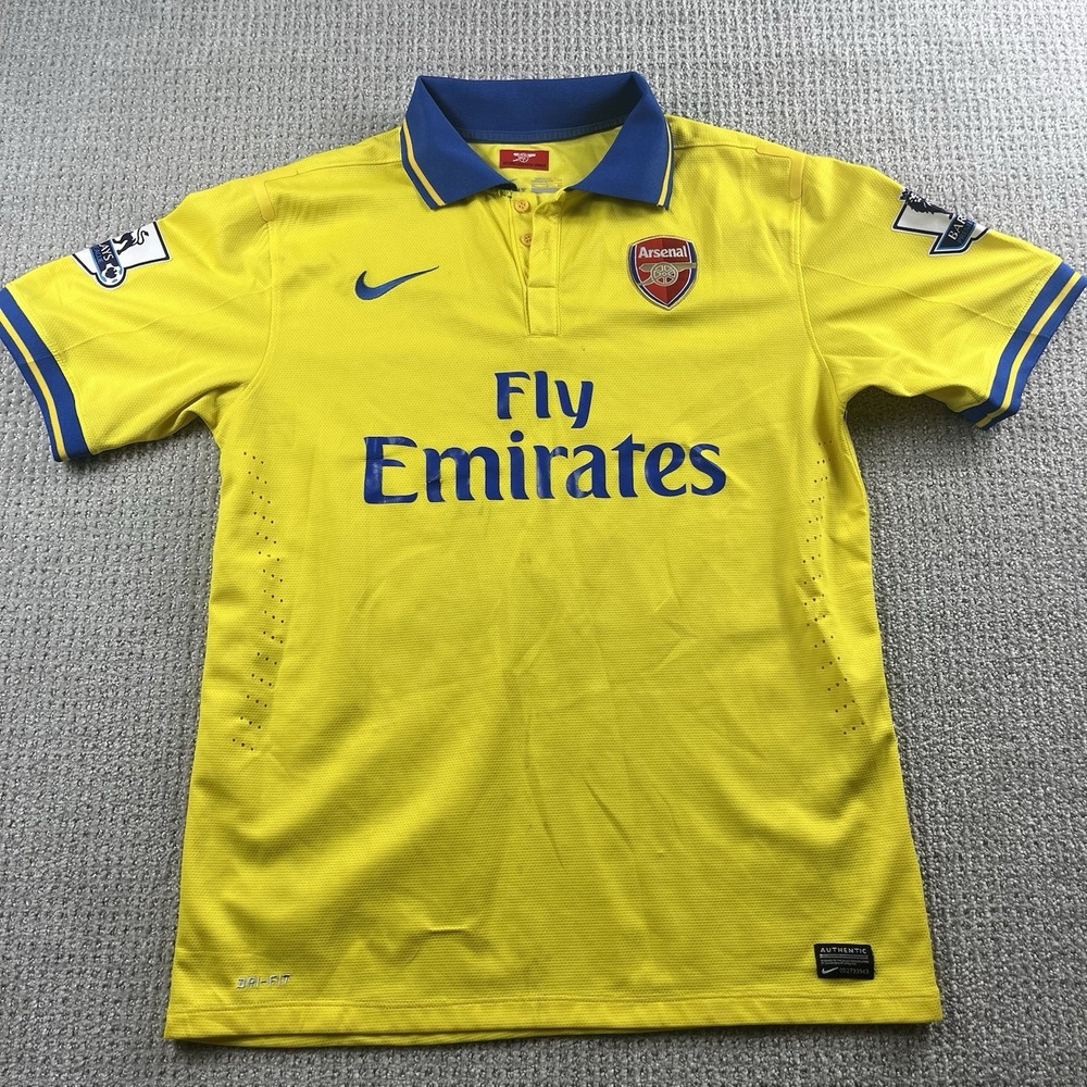 Arsenal Away Mens XL Yellow 2013 2014 EPL Nike Soccer Jersey Olivier Giroud #12